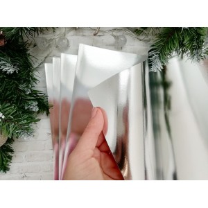 Лист односторонней бумаги с серебряным фольгированием 30x30 от Scrapmir Серебро из коллекции Hello Christmas 